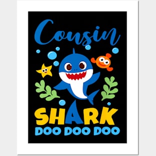 Cousin Of The Shark Birthday Boy Girl Party Family Posters and Art